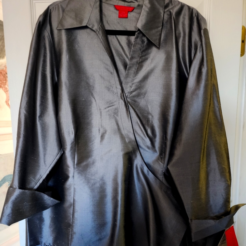 100% silk wrap around blouse-NWT